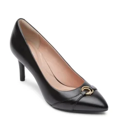 Saltos>Rockport Bomba ornamentada com dedo liso Tm75Mm feminino Couro preto