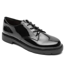 Sapatos>Rockport Kacey Oxford feminino Sintético Preto Patenteado