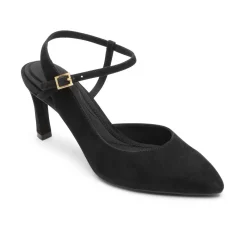 Saltos>Rockport Salto com tiras Sheehan Total Motion feminino Camurça preta