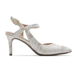 Saltos>Rockport Salto feminino Total Motion 75 mm com tira em X Baunilha/Pérola