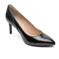 Saltos>Rockport Salto remendado feminino Total Motion 75 mm Sintético Preto Patenteado