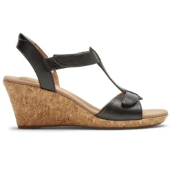 Sandálias E Cunhas>Rockport Sandália Feminina Blanca T-Strap Preto