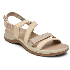 Sandálias E Cunhas>Rockport Sandália feminina com tiras lavável Xcs Trail Tech Branco/Baunilha