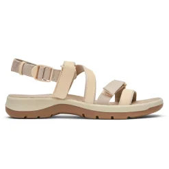 Sandálias E Cunhas>Rockport Sandália feminina com tiras lavável Xcs Trail Tech Branco/Baunilha