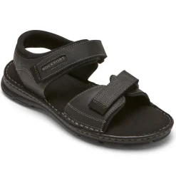 Sandálias>Rockport Sandália masculina Darwyn Quarter-Strap Couro Preto 2