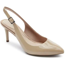 Sapatos>Rockport Sapato Slingback Feminino Total Motion 75Mm Patente Taupe Quente